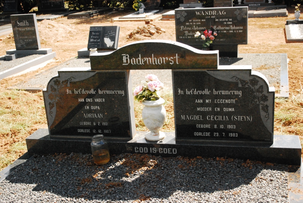 BADENHORST Adriaan 1901-1987 &amp; Magdel Cecilia STEYN 1903-1983