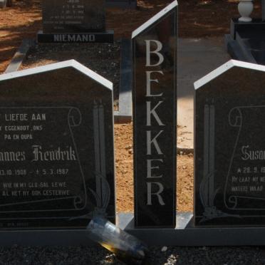 BEKKER Johannes Hendrik 190?-1987 &amp; Susanna Magdalena 1912-2004