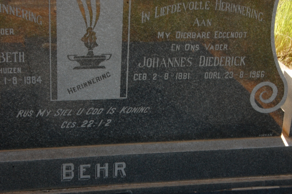 BEHR Johannes Diederick 1881-1966
