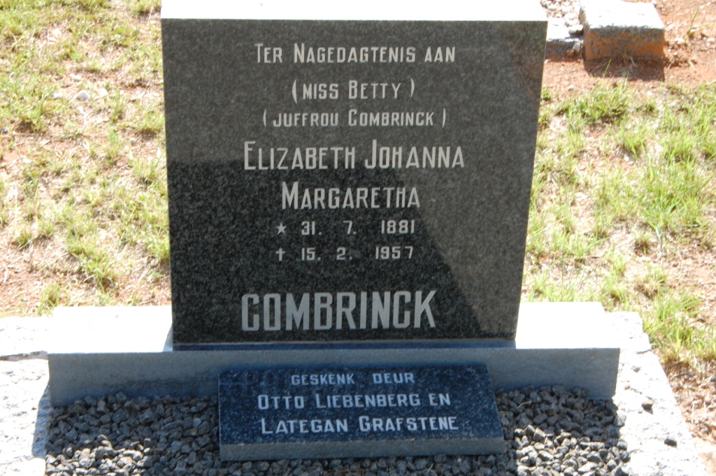 COMBRINCK Elizabeth Johanna Margaretha 1881-1957