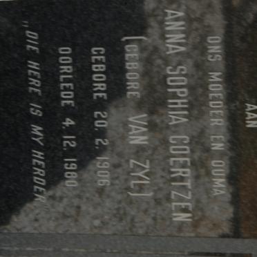 COERTZEN Anna Sophia nee VAN ZYL 1908-1980