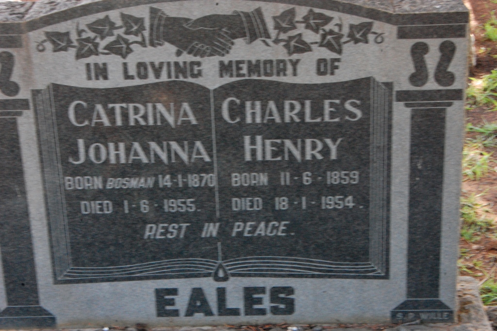 EALES Charles Henry 1859-1954 &amp; Catrina Johanna BOSMAN 1870-1955