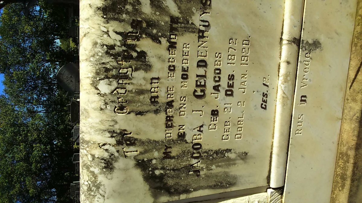 GELDENHUYS Jacoba J. nee JACOBS 1872-1920