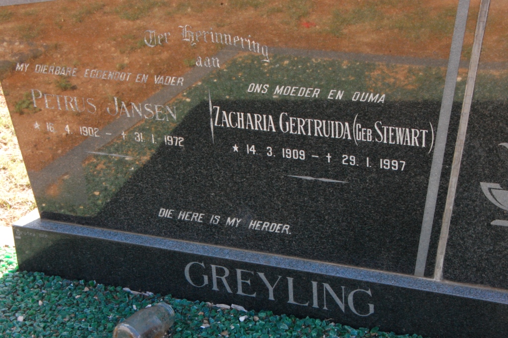 GREYLING Petrus Jansen 1902-1972 &amp; Zacharia Gertruida STEWART 1909-1997