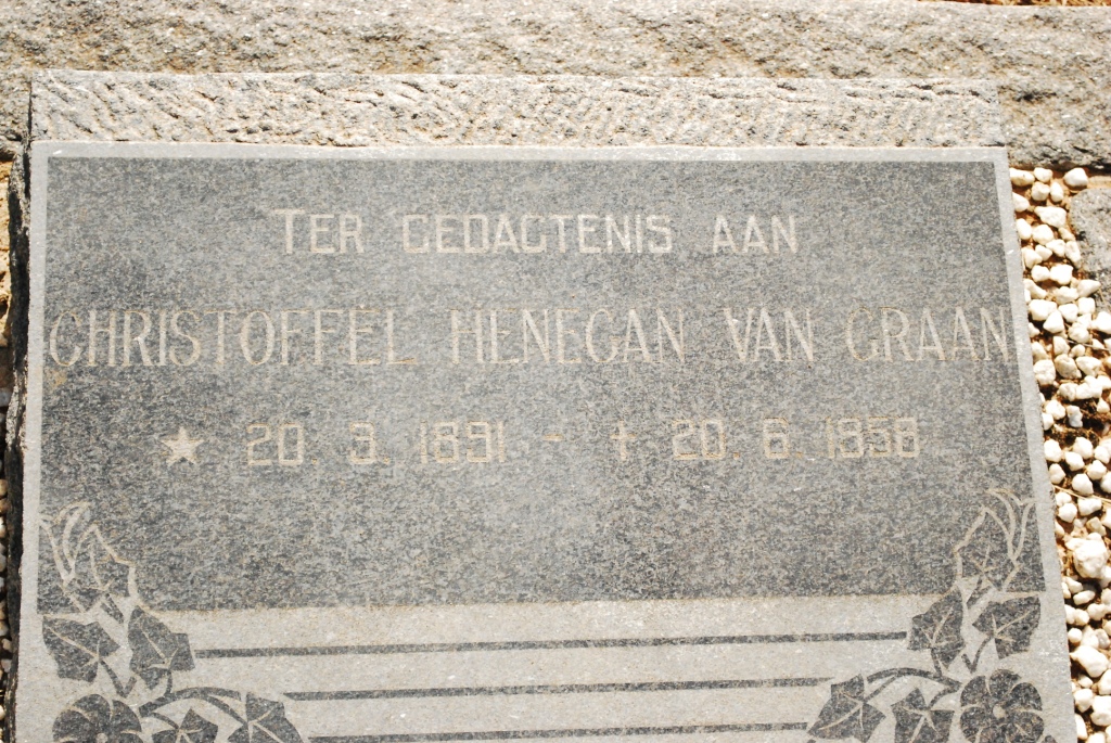 GRAAN Christoffel Henegan, van 1891-1958