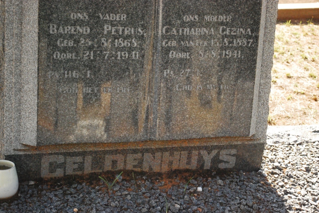 GELDENHUYS Barend Petrus 1868-1941 &amp; Catharina Gezina VAN ECK 1887-1941