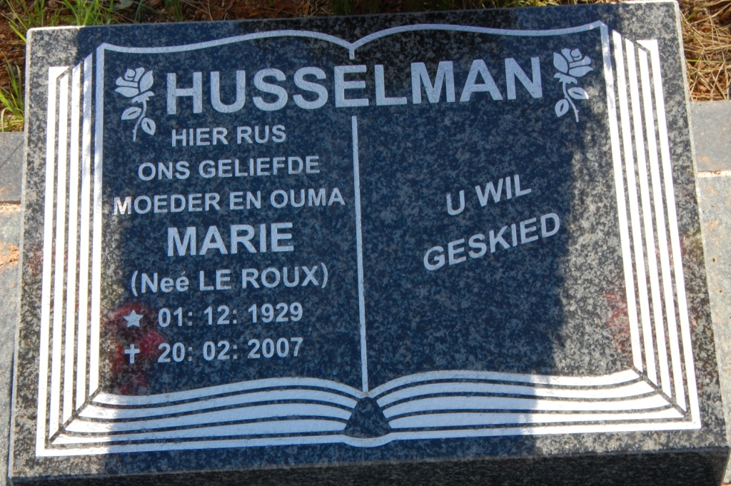 HUSSELMAN Marie nee LE ROUX 1929-2007