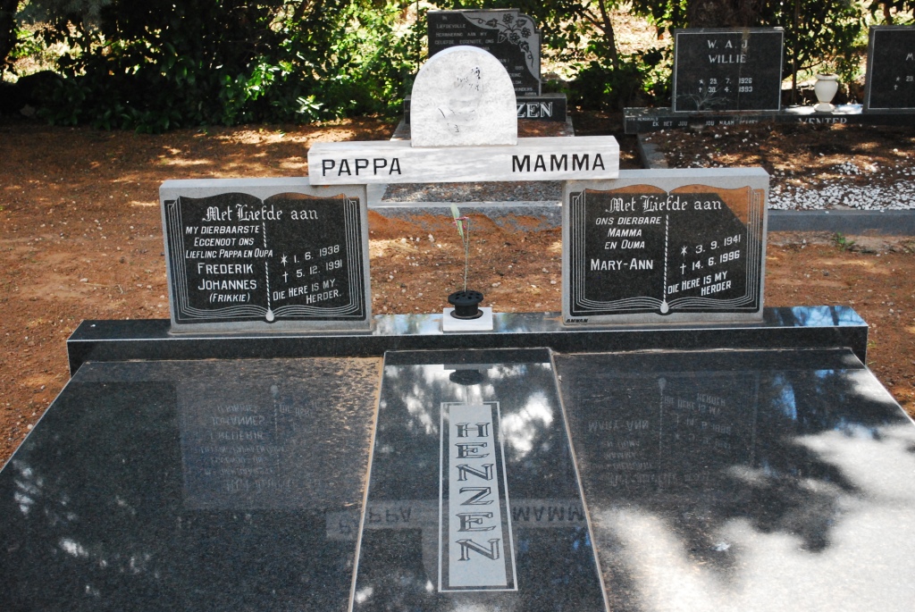 HENZEN Frederik Johannes 1936-1991 &amp; Mary-Ann 1941-1996