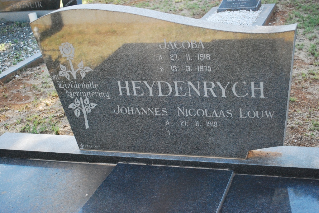 HEYDENRYCH Johannes Nicolaas Louw 1919- &amp; Jacoba 1918-1975