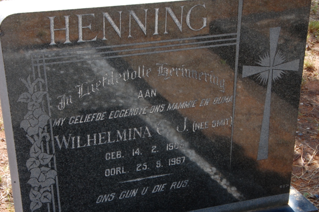 HENNING Wilhelmina C.J. nee SMIT 1905-1967