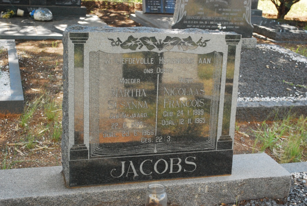 JACOBS Nicolaas Francois 1889-1965 &amp; Martha Susanna TALJAARD 1894-1966