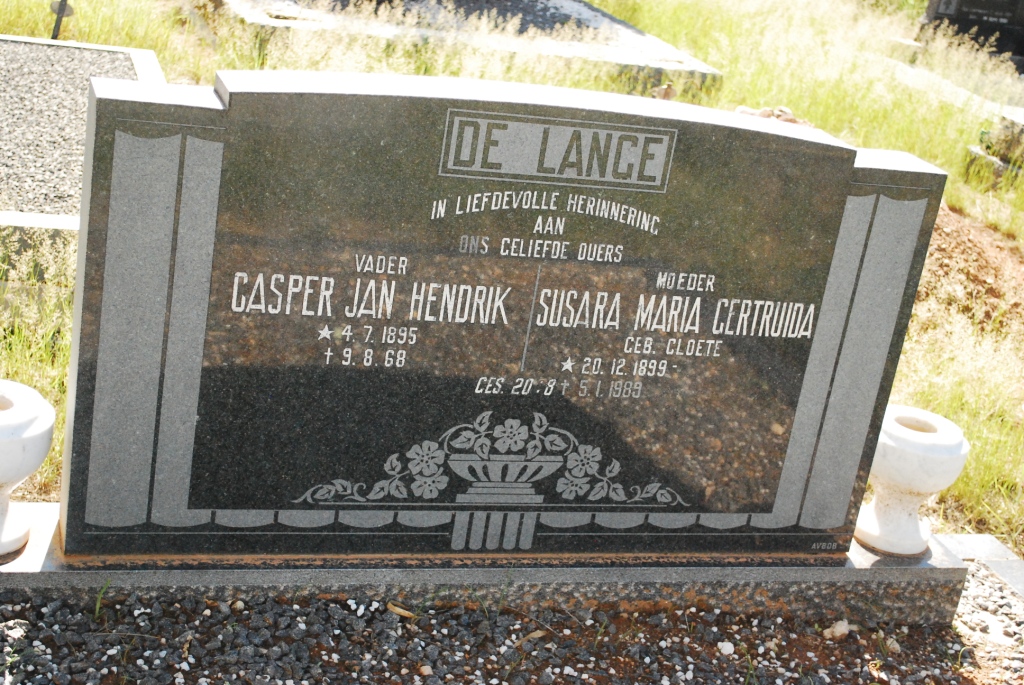 LANGE Casper Jan Hendrik, de 1895-1968 &amp; Susara Maria Gertruida CLOETE 1899-1989
