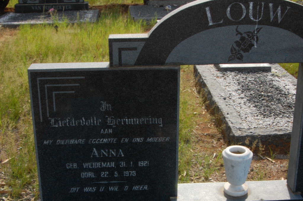 LOUW Anna nee WEIDEMAN 1921-1973