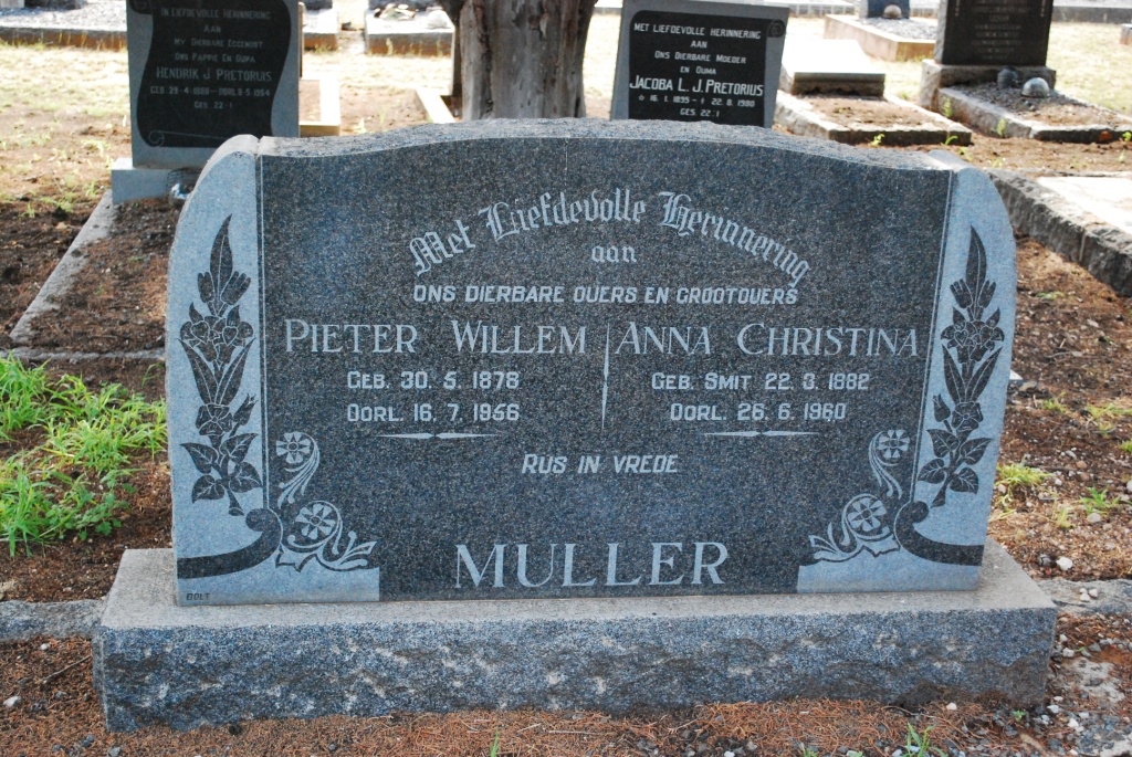 MULLER Pieter Willem 1878-1966 &amp; Anna Christina SMIT 1882-1960