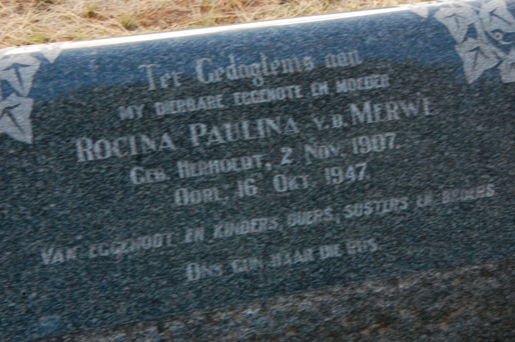 MERWE Rocina Paulina, v.d nee HERHOLDT 1907-1947