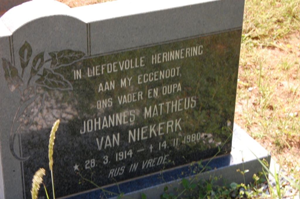 NIEKERK Johannes Mattheus, van 1914-1980