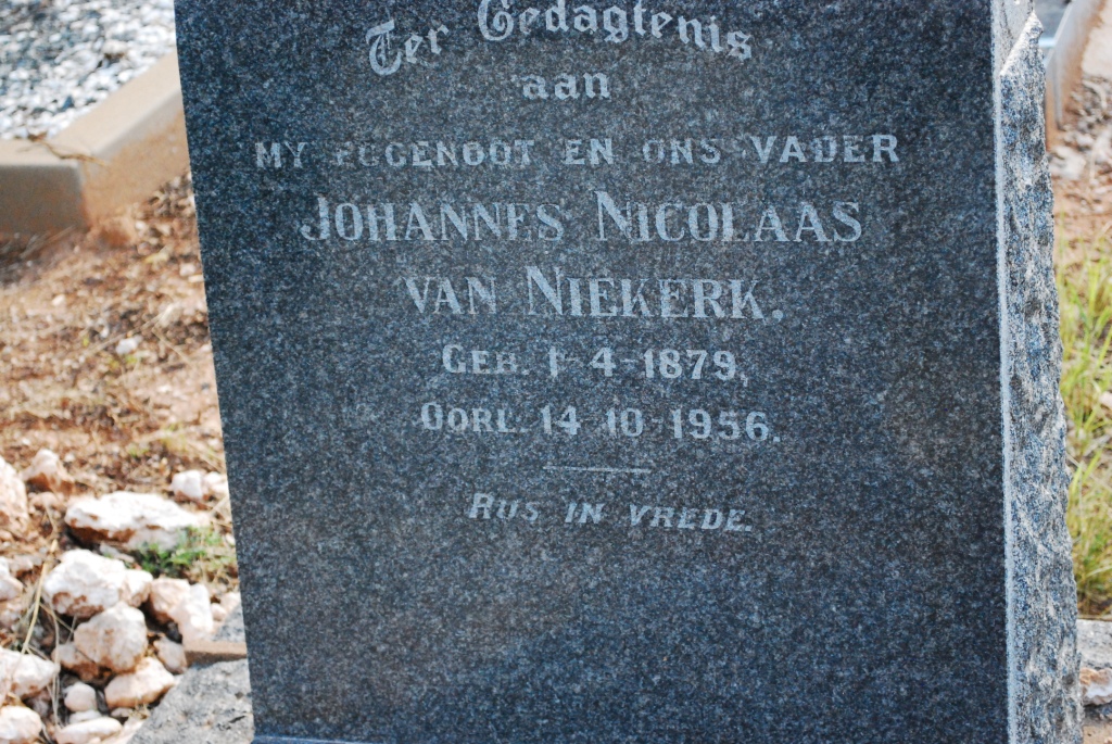 NIEKERK Johannes Nicolaas, van 1879-1956