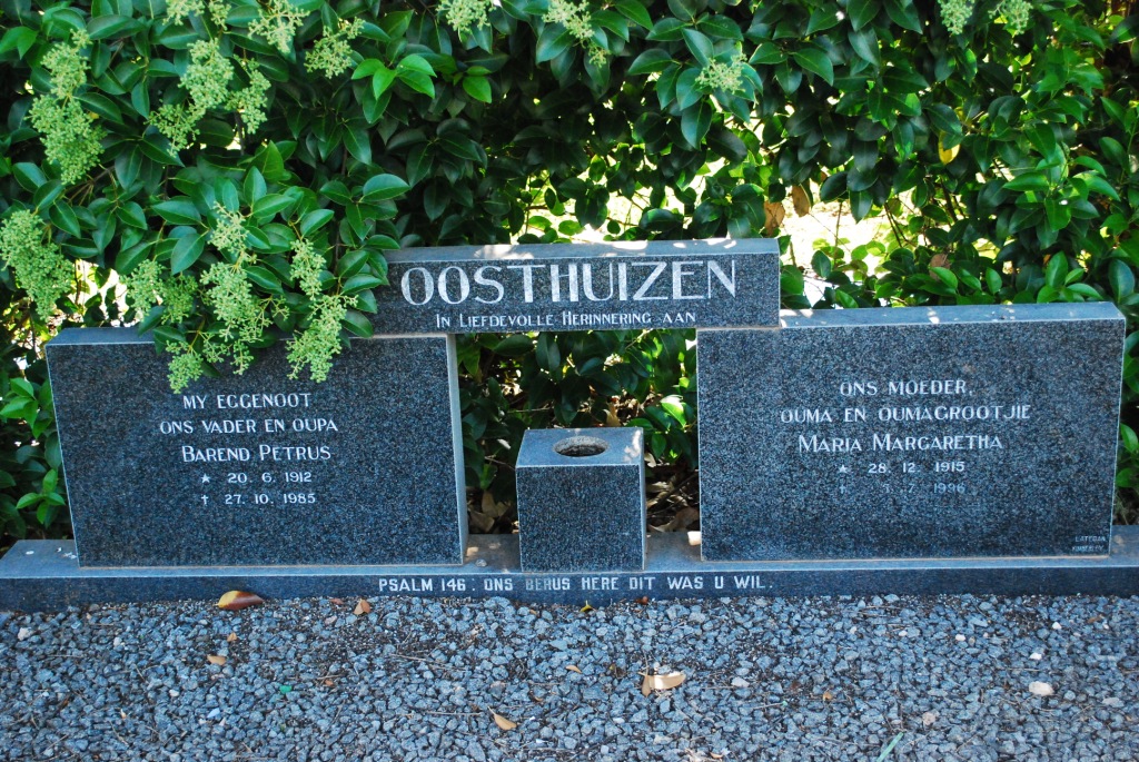 OOSTHUIZEN Barend Petrus 1912-1985 &amp; Maria Margaretha 1915-1996