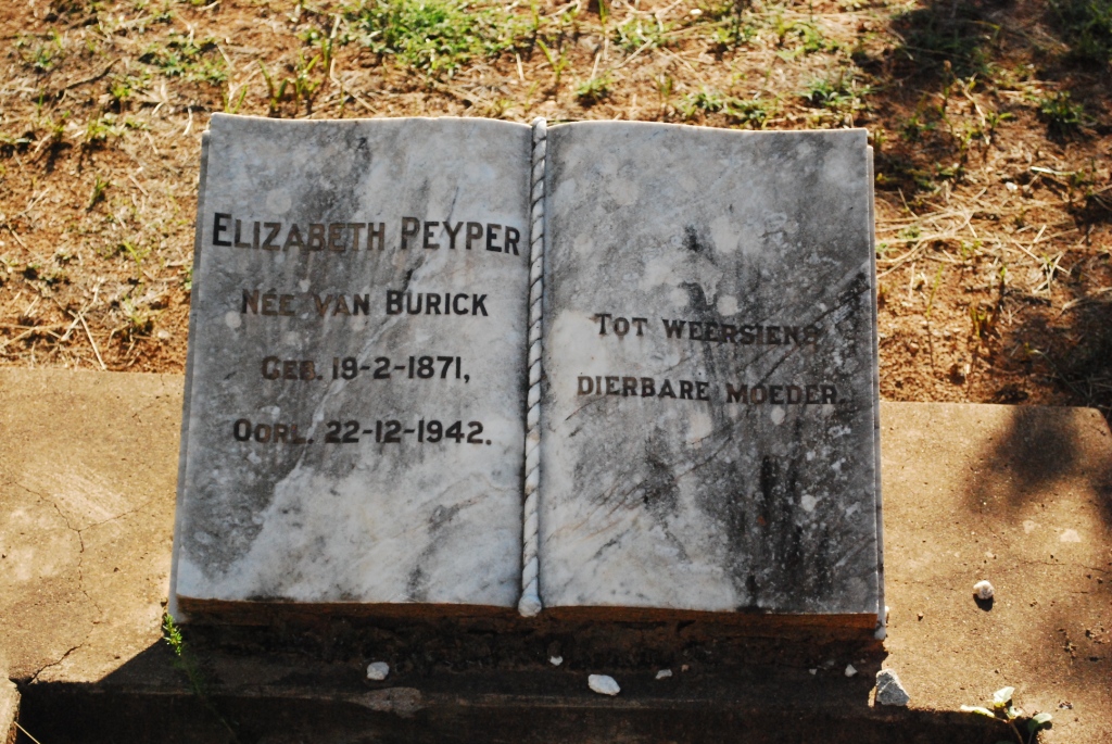 PEYPER Elizabeth nee VAN BURICK 1871-1942