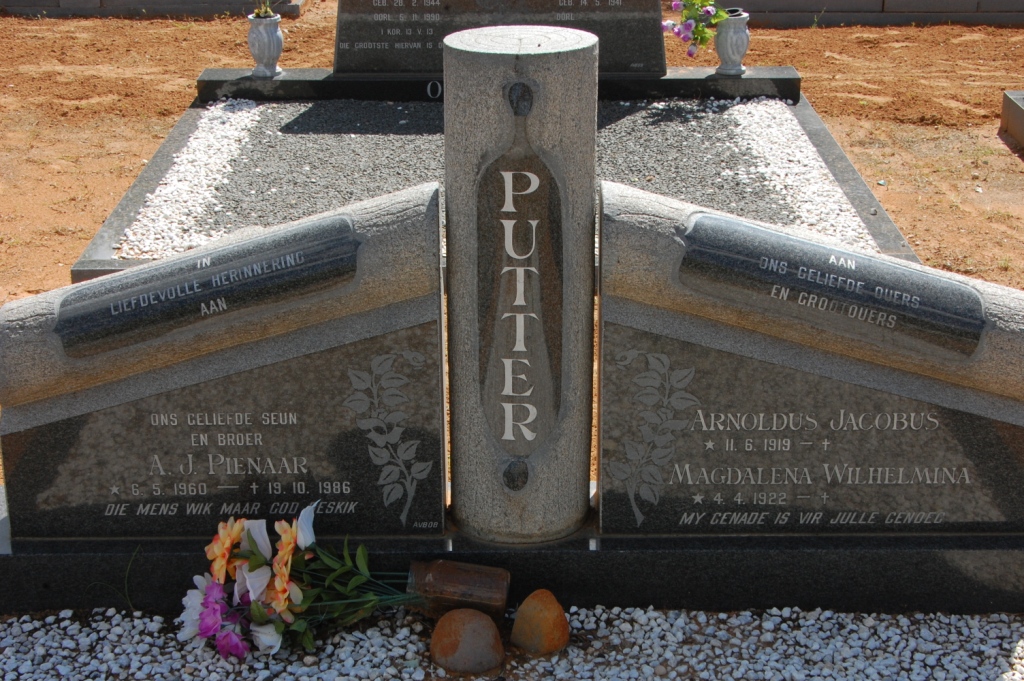 PUTTER Arnoldus Jacobus 1919- &amp; Magdalena Wilhelmina 1922- :: PUTTER A.J. Pienaar 1960-1986