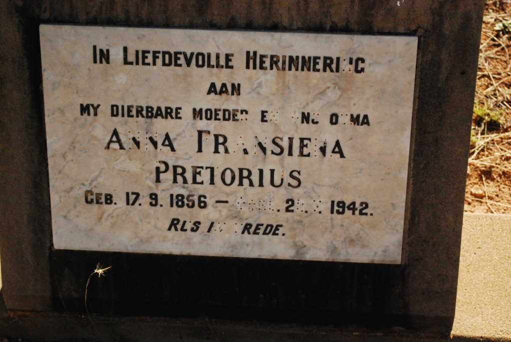 PRETORIUS Anna Fransiena 1856-1942