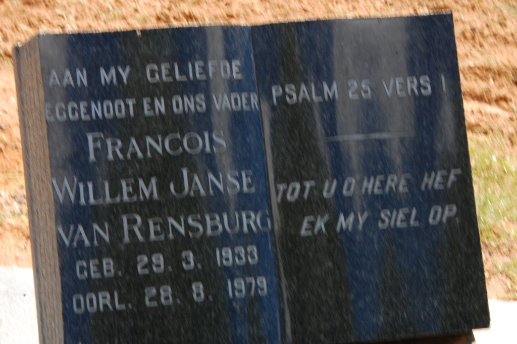 RENSBURG Francois Willem, Janse van 1933-1979