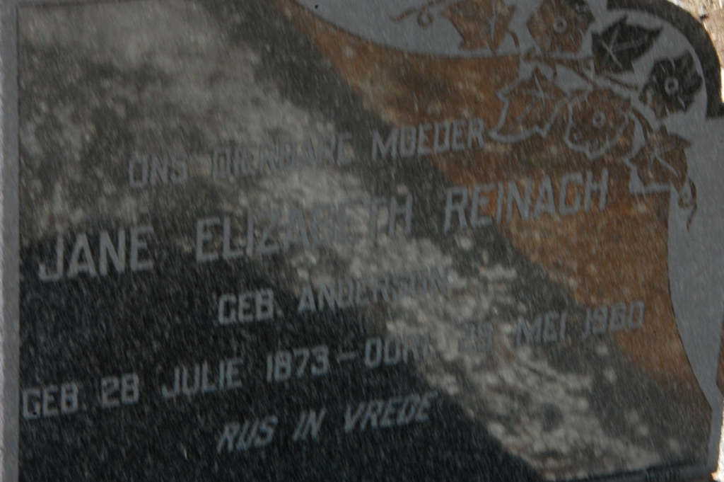 REINACH Jane Elizabeth nee ANDERSON 1873-1960