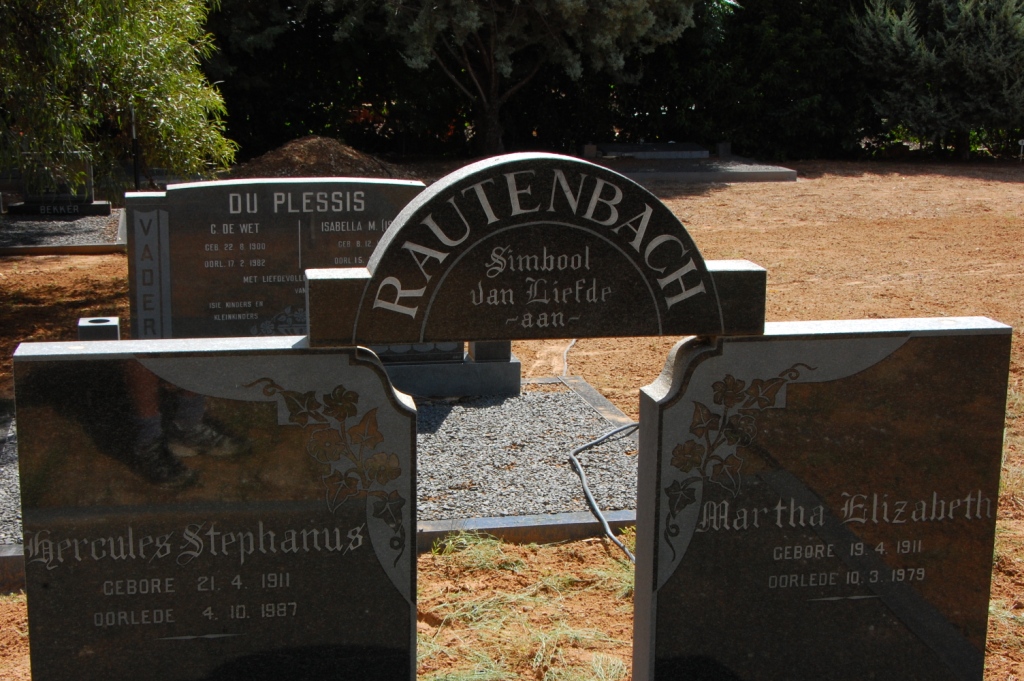 RAUTENBACH Hercules Stephanus 1911-1987 &amp; Martha Elizabeth 1911-1979