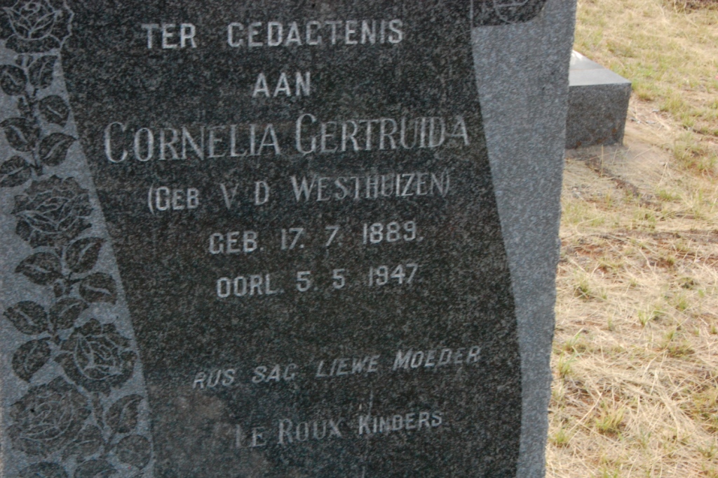 ROUX Cornelia Gertruida, le nee V.D.WESTHUIZEN 1889-1947