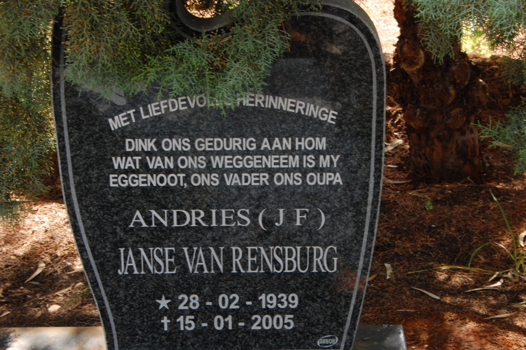 RENSBURG Andries J.F., Janse van 1939-2005