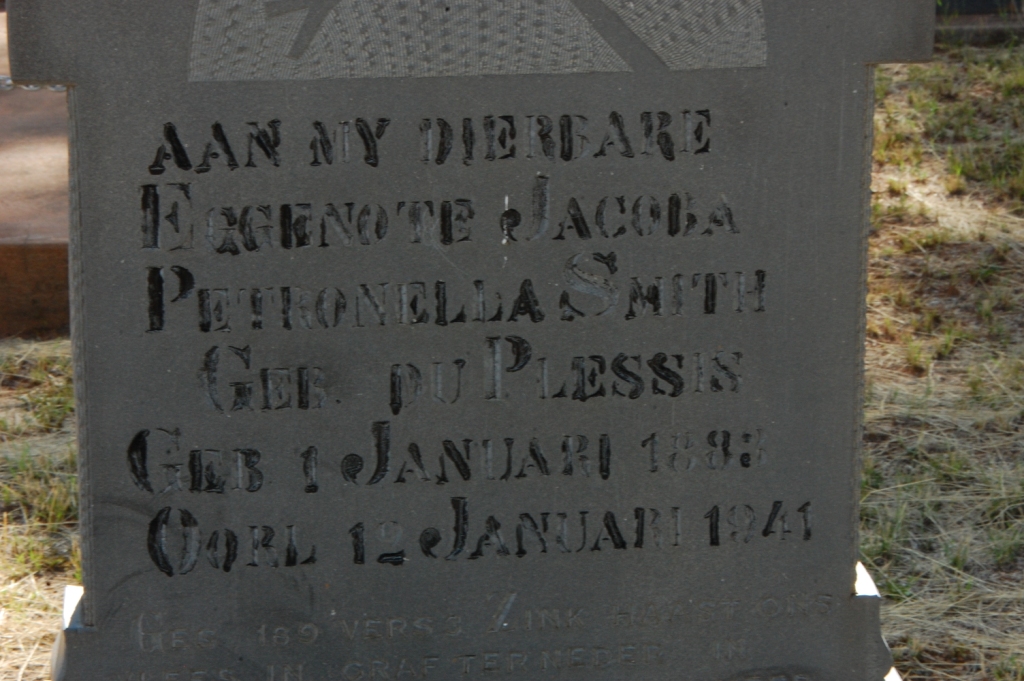 SMITH Jacoba Petronella nee DU PLESSIS 1893-1941