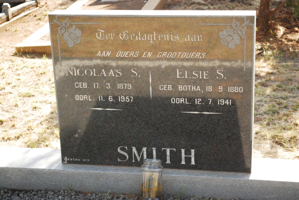 SMITH Nicolaas S. 1879-1957 &amp; Elsie S. BOTHA 1880-1941