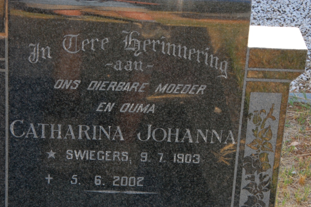 SMITH Catharina Johanna nee SWIEGERS 1903-2002