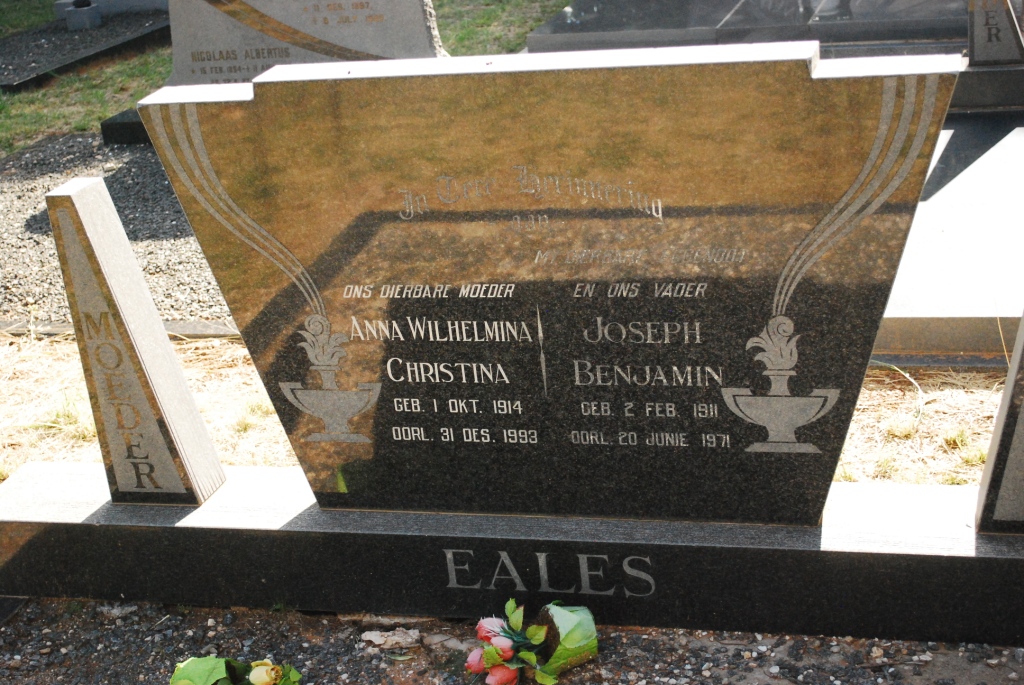 EALES Joseph Benjamin 1911-1971 &amp; Anna Wilhelmina Christina 1914-1993