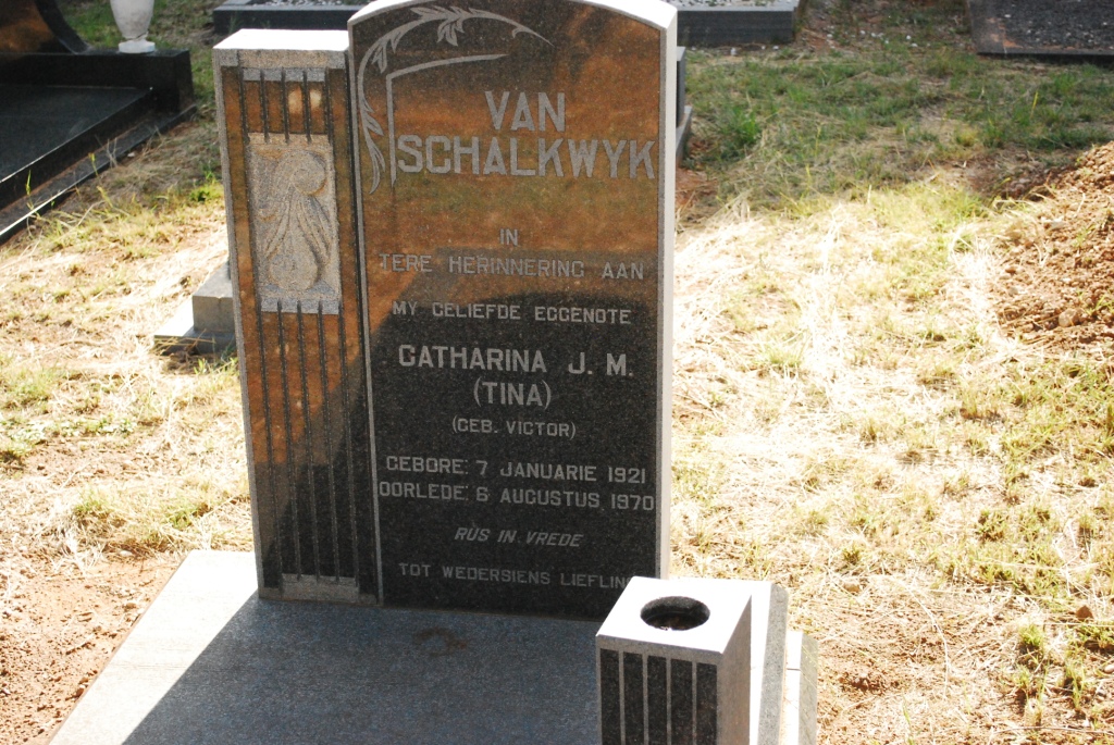 SCHALKWYK Catharina J.M., van nee VICTOR 1921-1970