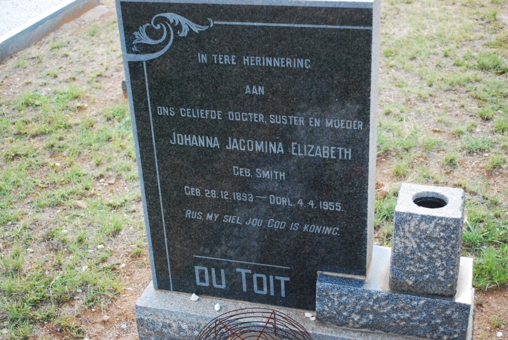 TOIT Johanna Jacomina Elizabeth, du nee SMITH 1893-1955