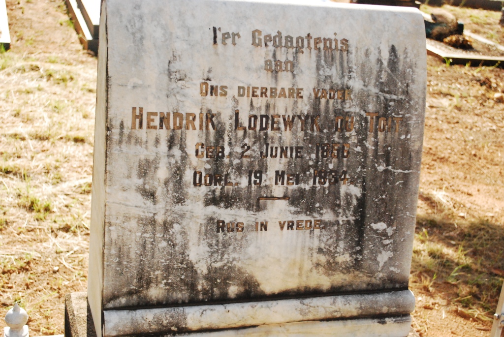 TOIT Hendrik Lodewyk, du 1856-1934
