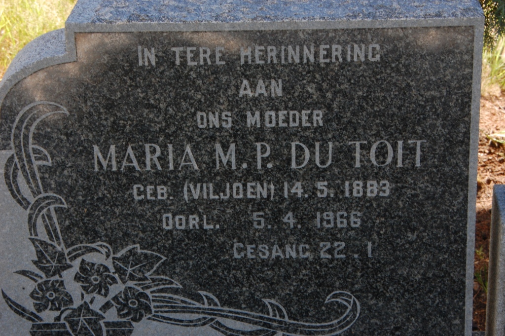 TOIT Maria.M.P., du 1883-1966