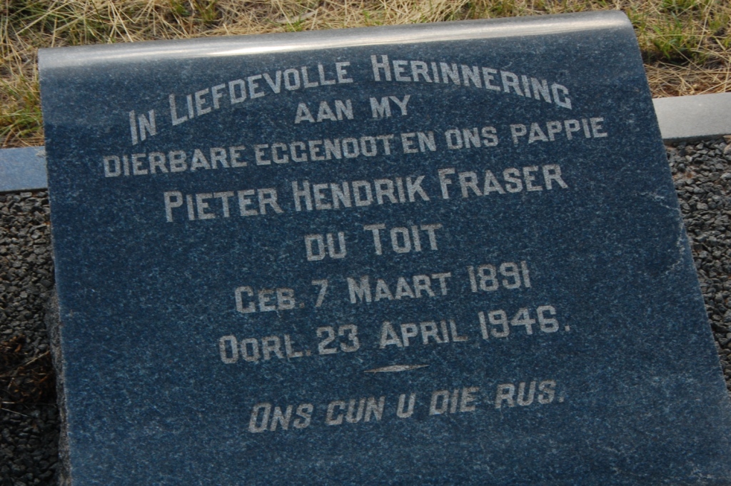 TOIT Pieter Hendrik Fraser, du 1891-1946