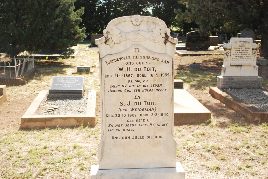 TOIT W.H., du 1867-1939 &amp; S.J. WEIDEMAN 1867-1940