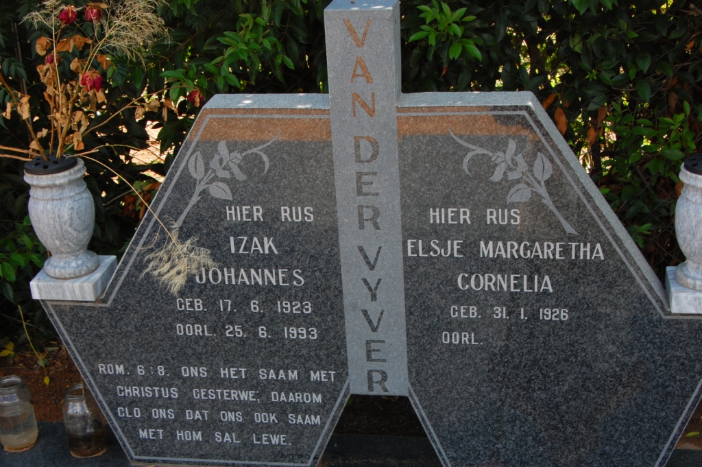 VYVER Izak Johannes, van der 1923-1993 &amp; Elsje Margaretha Cornelia 1926-
