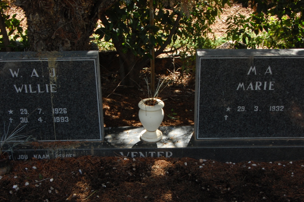 VENTER W.A.J. 1926-1993 &amp; M.A. 1932-