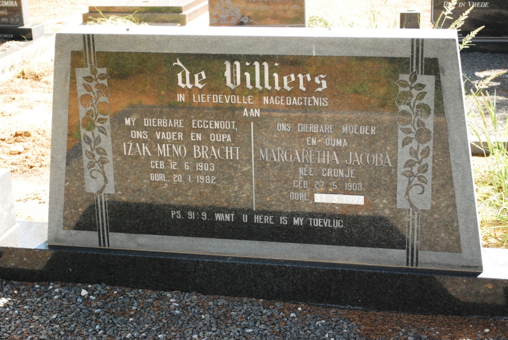 VILLIERS Izak Meno Bracht, de 1903-1982 &amp; Margaretha Jacoba CRONJE 1903-