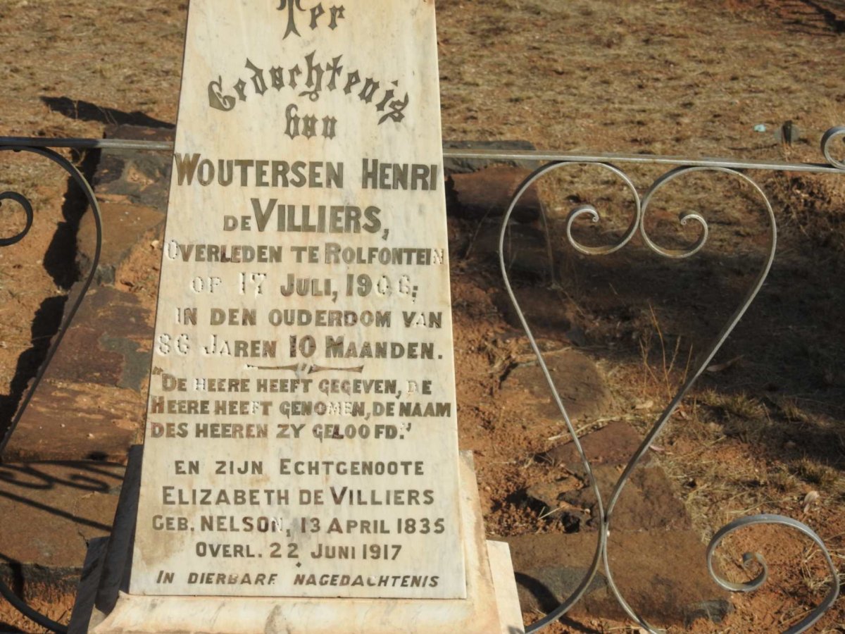 VILLIERS Woutersen Henri, de -1906 &amp; Elizabeth NELSON 1835-1917