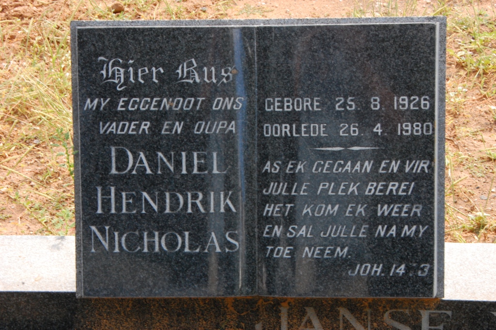 VUUREN Daniel Hendrik Nicolas, Janse van 1926-1980