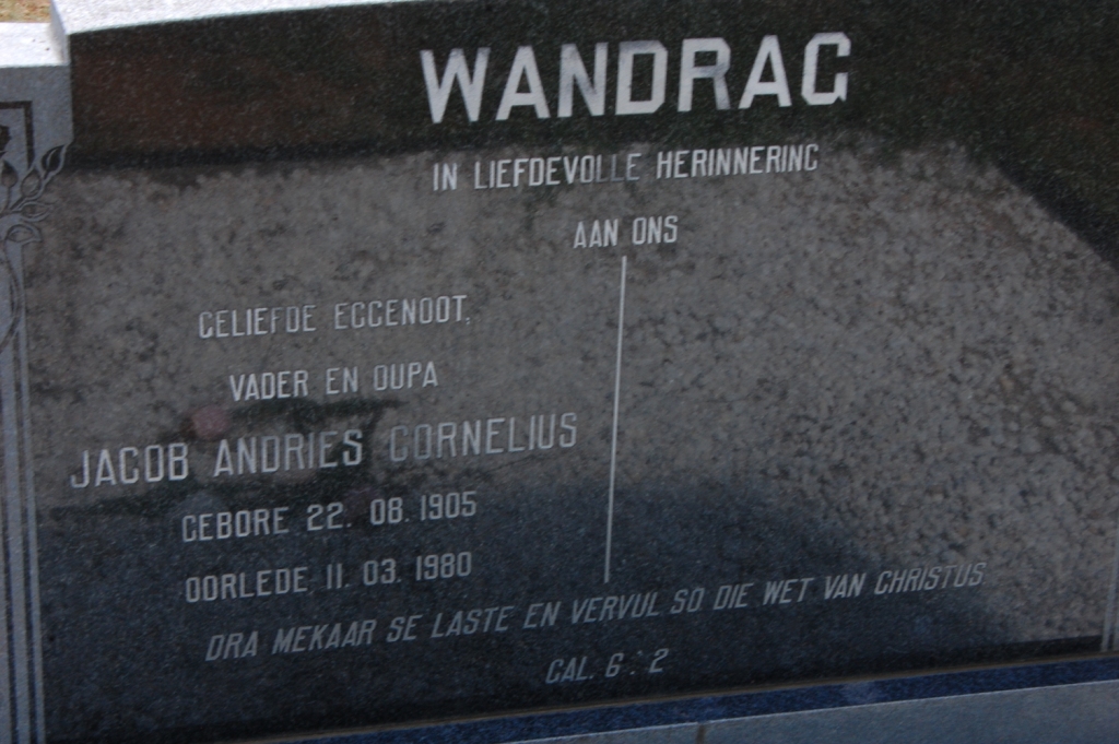 WANDRAG Jacob Andries Cornelius 1905-1980