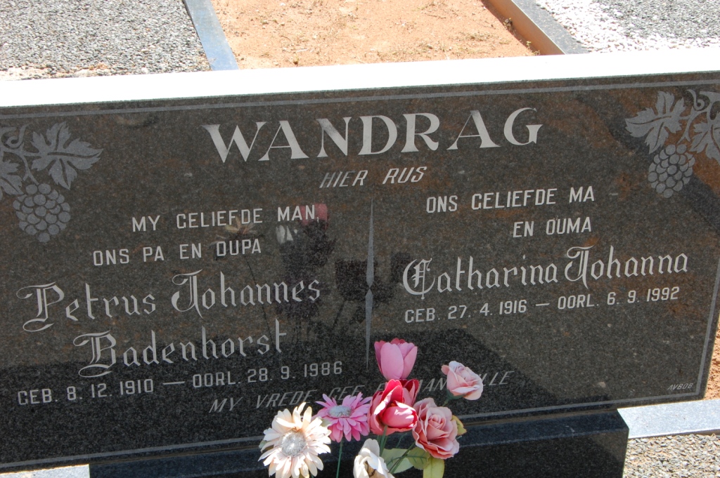 WANDRAG Petrus Johannes Badenhorst 1910-1986 &amp; Catharina Johanna 1916-1992