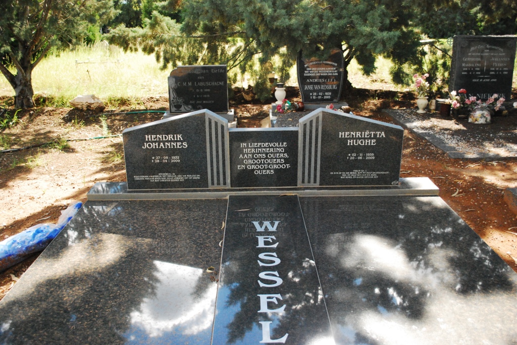 WESSELS Hendrik Johannes 1932-2009 &amp; Henrietta Hughe 1935-2009