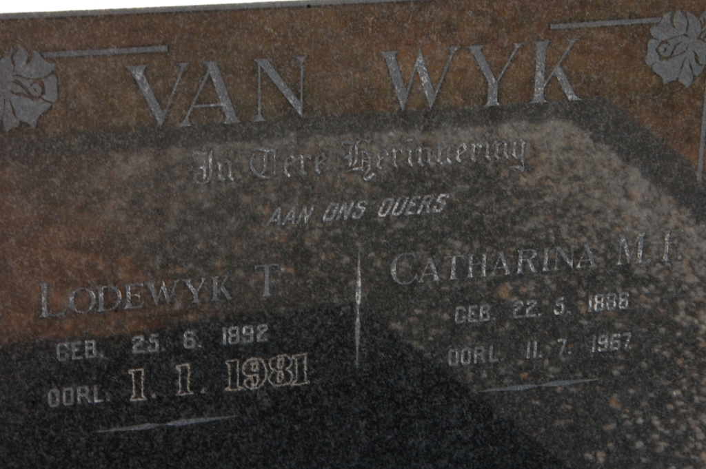 WYK Lodewyk F., van 1892-1981 &amp; Catharina M.F. 1886-1967