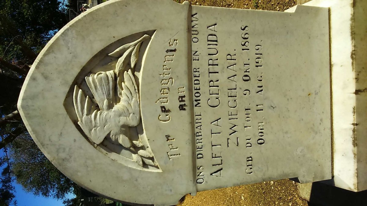ZWIEGELAAR Aletta Gertruida nee DU TOIT 1868-1919